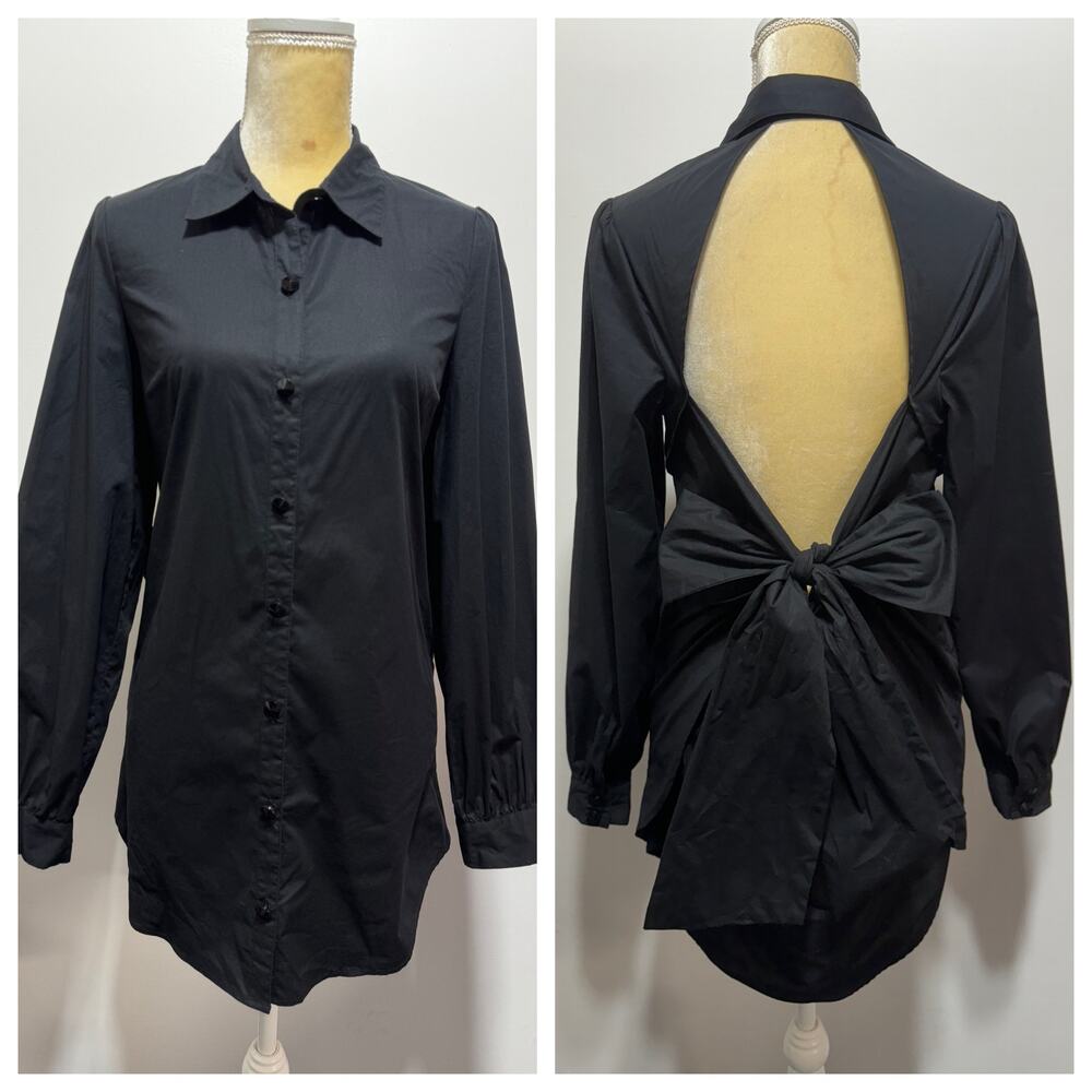 Twelve by Twelve Black Open Back Tie Detail Shirt Dress Size M